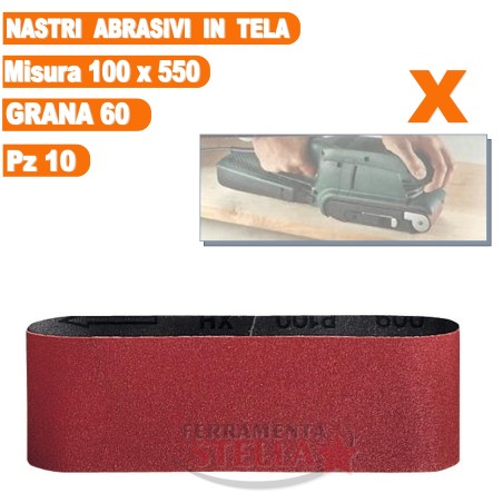10 NASTRI TELA ABRASIVO MM 100 X 550 X LEVIGATRICE A NASTRO - GRANA 80