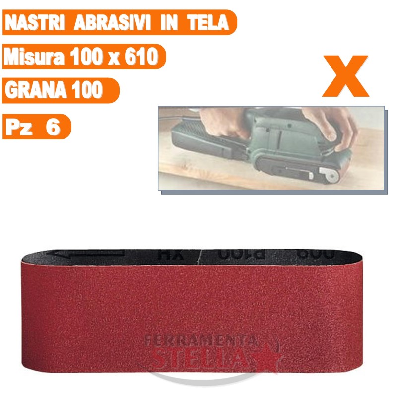 6 NASTRI TELA ABRASIVO MM 100 X 610 X LEVIGATRICE A NASTRO - GRANA 120