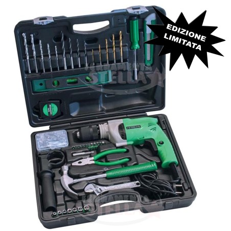 TRAPANO A PERCUSSIONE DV16V SS 600W HITACHI IN VALIGETTA + 100 ACCESSORI