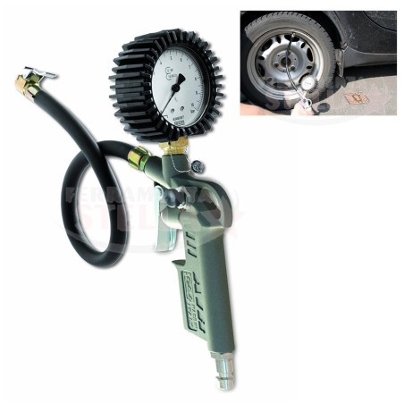 PISTOLA GONFIAGGIO CON MANOMETRO PER COMPRESSORE PROFESSIONALE 