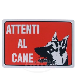 ETICHETTA CARTELLO TARGHETTA PLASTICA 30 X 20CM ATTENTI AL CANE PASTORE
