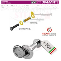 SPIONCINO OCCHIO MAGICO NO DIGITALE CROMO SATINATO x PORTA PORTONE PORTONCINO GRANDANGOLO - MADE IN ITALY 60 /110 DIAM. 16 MM 2