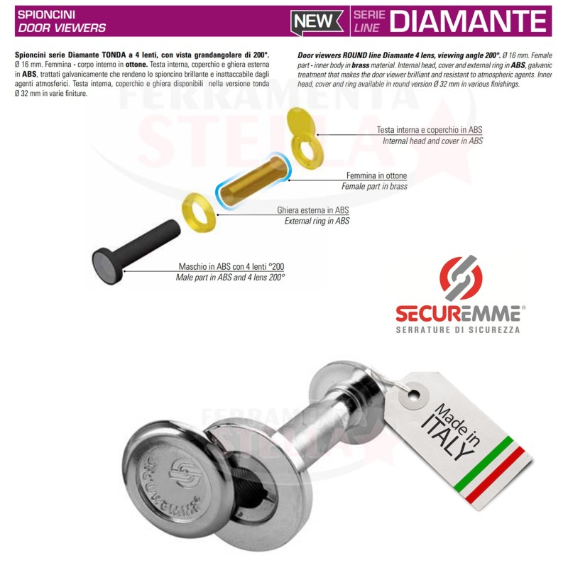 SPIONCINO OCCHIO MAGICO NO DIGITALE BRONZO OTTONATO x PORTA PORTONE PORTONCINO