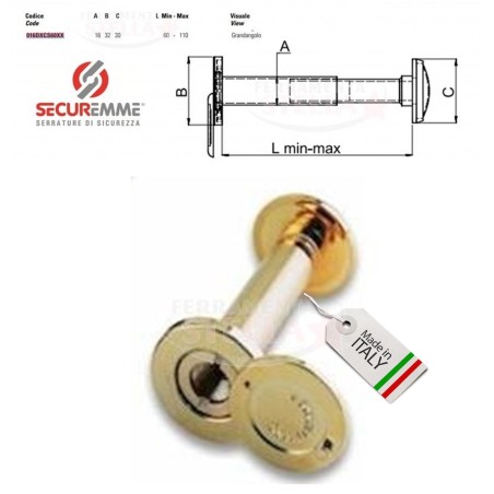 SPIONCINO OCCHIO MAGICO NO DIGITALE CROMO SATINATO x PORTA PORTONE PORTONCINO GRANDANGOLO - MADE IN ITALY 60 /110 DIAM. 16 MM