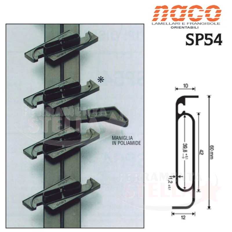 COMANDO ORIENTABILE 3 LAMELLE NACO PER VETRO TIPO 15 LAMELLA IN VETRO DA 15 CM