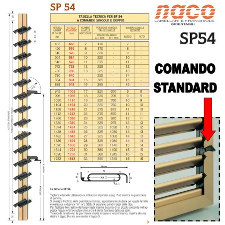 COMANDO ORIENTABILE 3 LAMELLE NACO PER VETRO TIPO 15 LAMELLA IN VETRO DA 15 CM