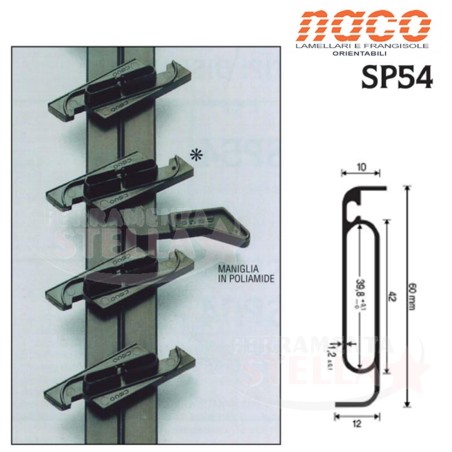COMANDO ORIENTABILE 3 LAMELLE NACO PER VETRO TIPO 15 LAMELLA IN VETRO DA 15 CM