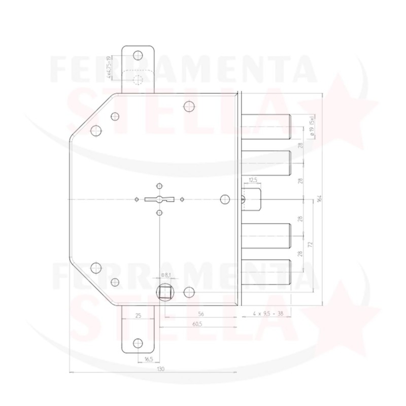 SERRATURA x BLINDATE 2155_28 CR SCIVOLO + MANDATE MANO DESTRA