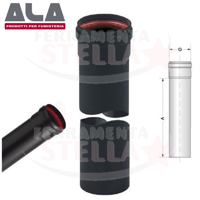 TUBO DOPPIA PARETE COIBENTATO 80 INTERNO 130 ESTERNO DA 1 MT ACCIAIO INOX