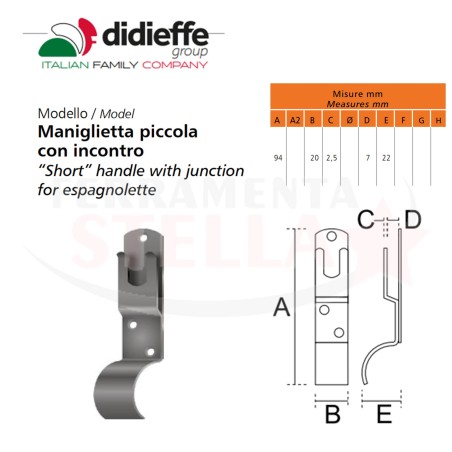 KIT GUARNITURA COMPLETA SPAGNOLETTA PER ANTE A 2 BATTENTI - NERA