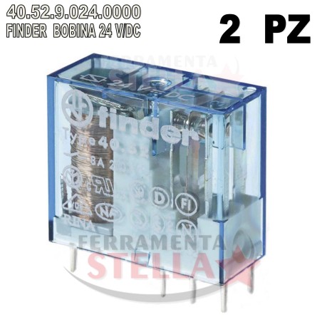 RELE' FINDER 40.52.9.024.0000 - TENSIONE BOBINA 24V - 2 PEZZI - MODELLO A INNESTO PER ZOCCOLO