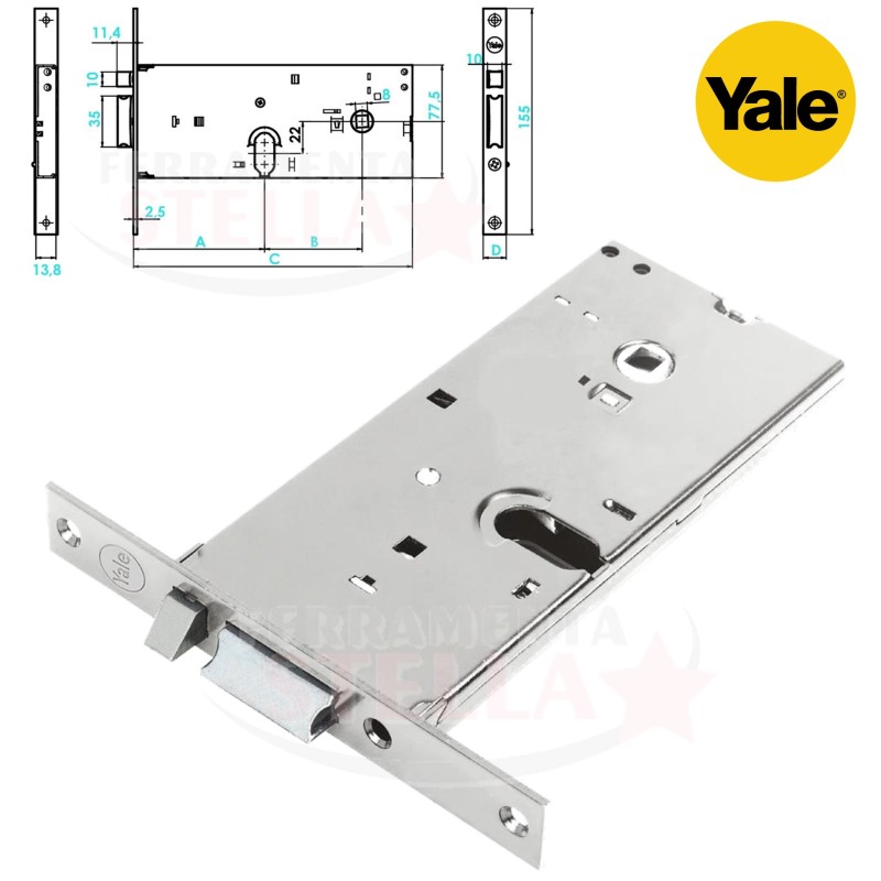 SERRATURA CORNI YALE 950 ENTRATA 70 AD INFILARE PORTONE CANCELLO FERRO ALLUMINIO ELETTRICA