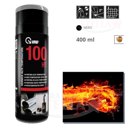 SPRAY ALTE TEMPERATURE COLORE VERNICE SPRAY 800∞NERO OPACO BOMBOLETTA 400ML ACEM