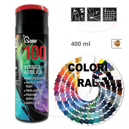 SMALTO PITTURA BOMBOLETTA VERNICE SPRAY ACRILICO 100% VARI COLORE ROSSO FUOCO RAL 3000