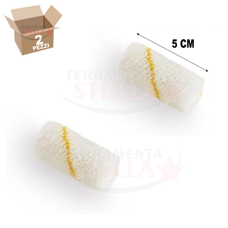 2 RICAMBI RICAMBIO RULLO RULLINI SINTETICO PITTURA SMALTO VERNICE ACRILICO 5 CM