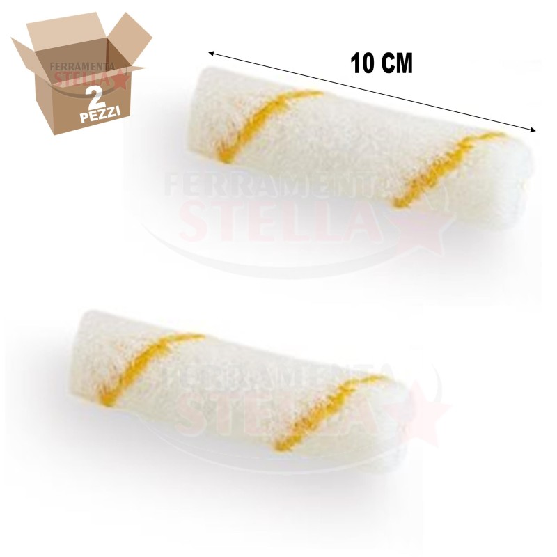 2 RICAMBI RICAMBIO RULLO RULLINI SINTETICO PITTURA SMALTO VERNICE ACRILICO 10 CM