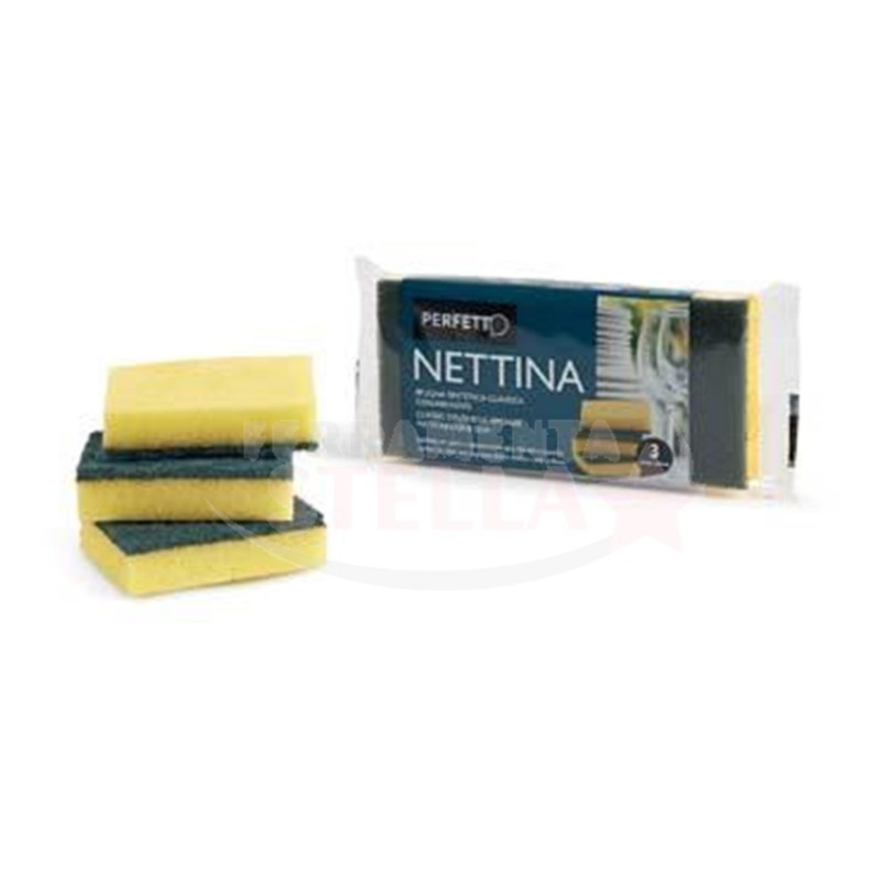 SPUGNA ABRASIVA NETTINA PERFETTO CONFEZIONE 3 PEZZI - PER CUCINA BRICOLAGE 