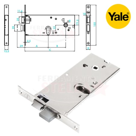 SERRATURA YALE 8650058 ENTRATA 58 - 60 AD INFILARE PORTONE CANCELLO FERRO ALLUMINIO
