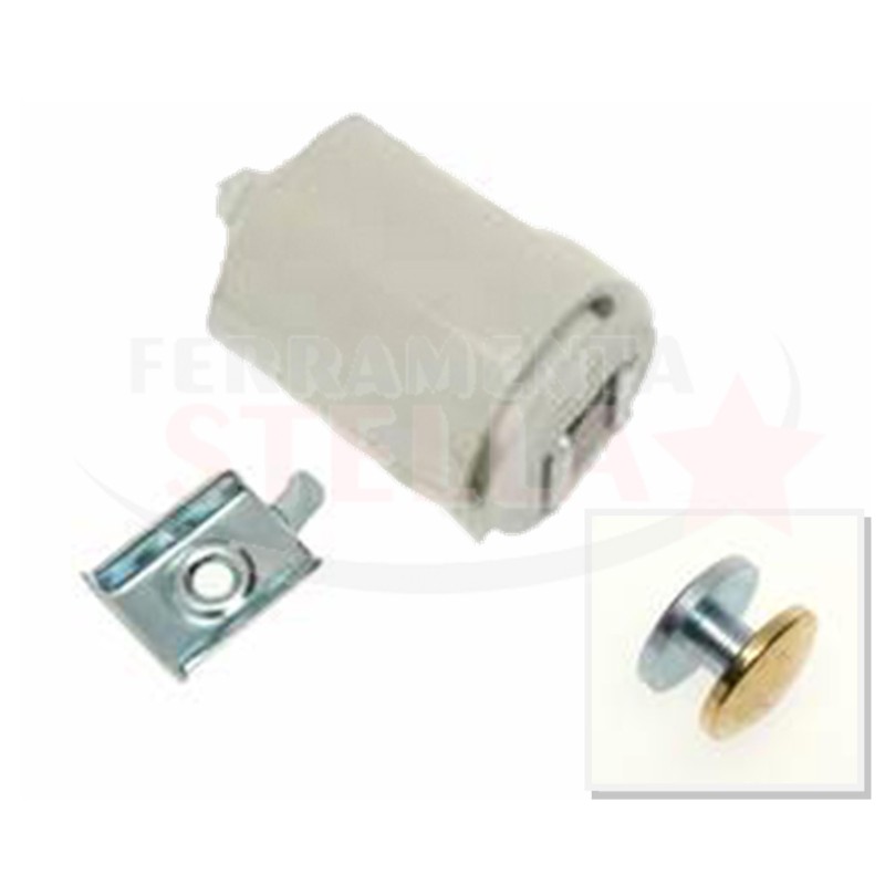 CALAMITA MAGNETICA SERIE TONDA CON BASETTA- PER CRISTALLI VETRI - BIANCA INCONTRO OTTONATO