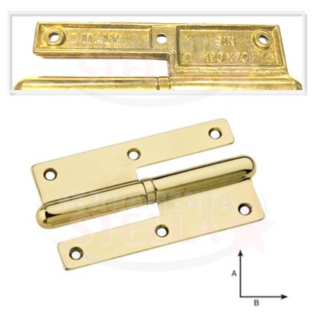 CERNIERA IN OTTONE A LIBRO - SINISTRA 100 X 65 - PER PORTA FINESTRA RICAMBIO