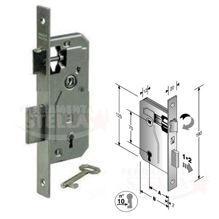 SERRATURA PATENT PER PORTE INTERNE - BUSSOLE - BORDO QUADRO ENTRATA 50 NIKEL SATINATA