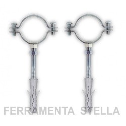 2 COLLARE COLLARI PESANTE PER TUBO TUBI ACCIAIO COMPLETO DI VITE E TASSELLO 1" 2