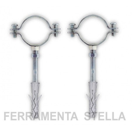 2 COLLARE COLLARI PESANTE PER TUBO TUBI ACCIAIO COMPLETO DI VITE E TASSELLO 1"