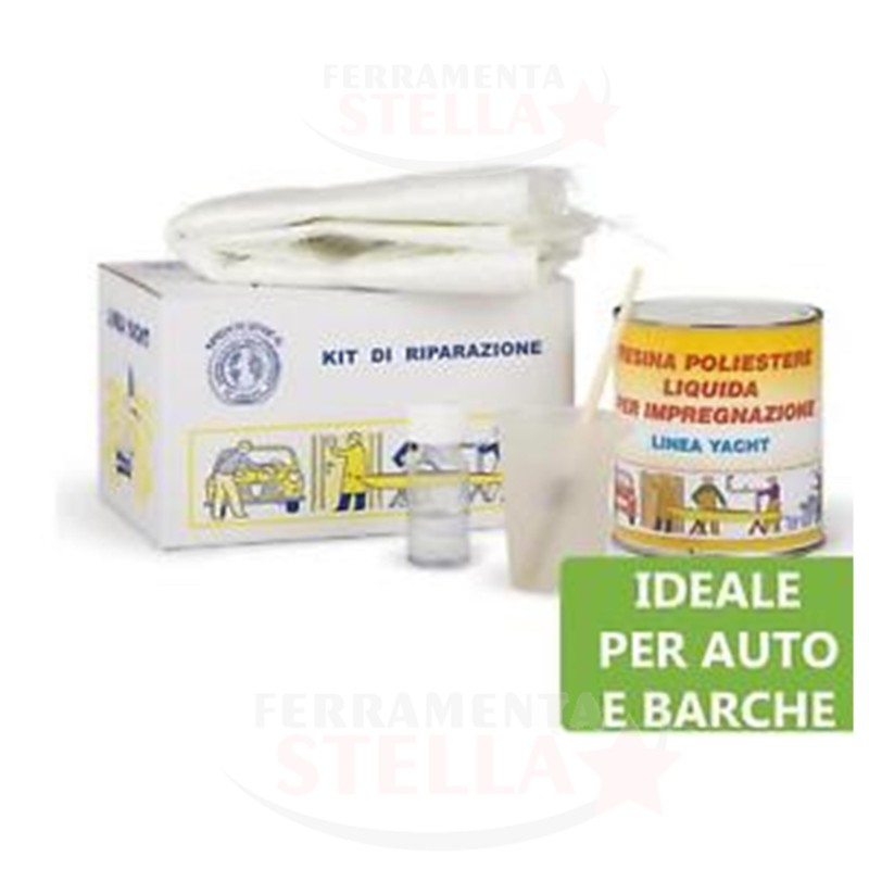KIT VETRORESINA RIPARAZIONE 750ML RESINA POLIESTERE PER CARENE MOTO AUTO BARCHE