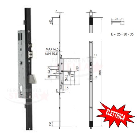 ELETTRO SERRATURA ELETTRICA CISA 16445 MULTIPUNTO PORTONE PORTA FERRO ALLUMINIO