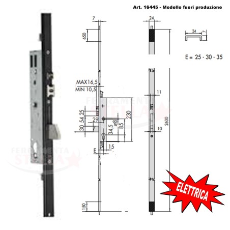 ELETTRO SERRATURA ELETTRICA CISA 16445 MULTIPUNTO PORTONE PORTA FERRO ALLUMINIO