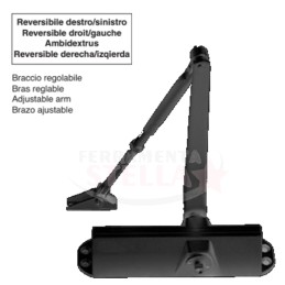 CHIUDI PORTA FORZA 2 - 4 CHIUDIPORTA CON FERMO 90∞ NERO FORZA 2/4 REVERSIBILE - NERO