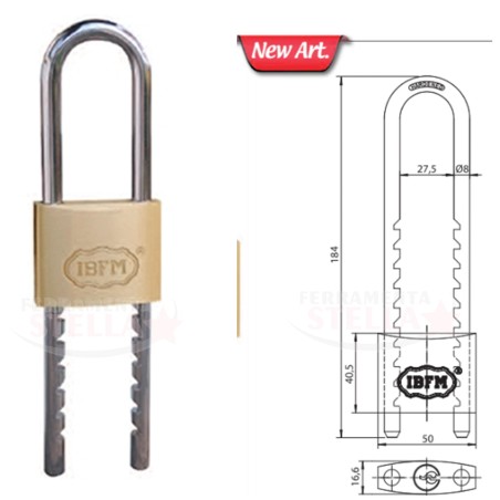 LUCCHETTO LUCCHETTINO AD ARCO OTTONE MM 50 CANCELLO ARMADIETTO CATENA REGOLABILE PROLUNGATO