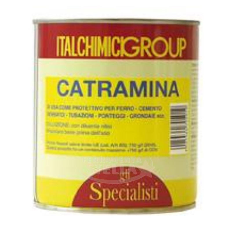 CATRAMINA 0,75 LT - VERNICE NERA BITUMINOSA TIPO ASFALTO - PER IMPERMEABILIZZAZIONI 