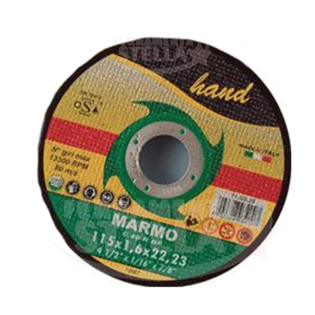 MOLA DISCO TAGLIO SBAVO 115 X 1,6 X 22 MM PIETRA STONE MARMO SMERIGLIATRICE - HAND