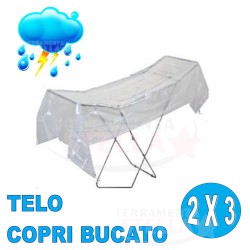 TELO ANTIPIOGGIA 3X2 X PROTEGGERE IL BUCATO PANNI STENDIBIANCHERIA STENDINO