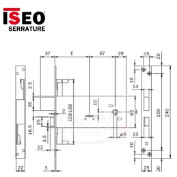 SERRATURA INFILARE FASCIA ISEO DOPPIA MAPPA 981.901 BFZ FERRO ALLUMINIO CANCELLI PORTA