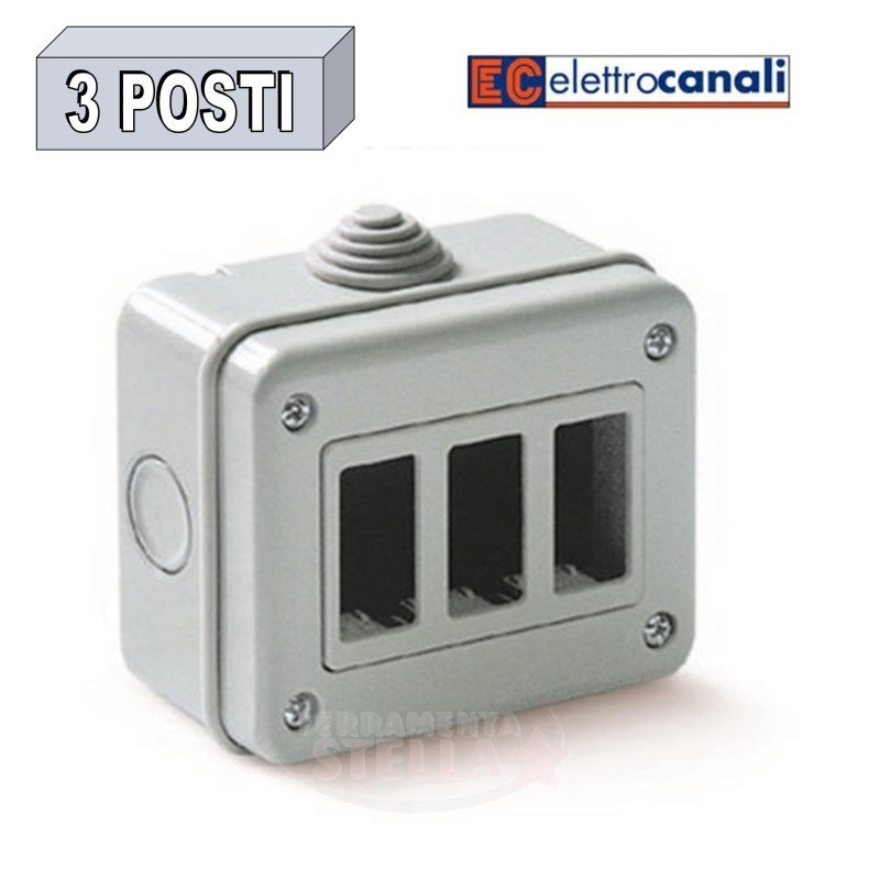SCATOLA CONTENITORE IP44 3 POSTI X FRUTTO GEWIS E MAGIC BTICINO GRIGIO CHIARO