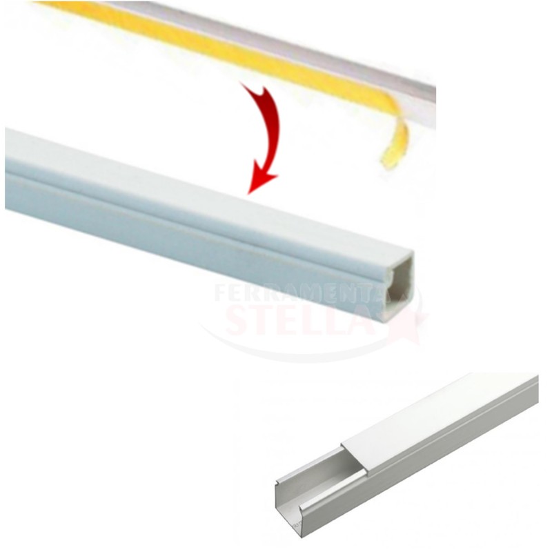 CANALINA BIANCA MINICANALE AUTOADESIVA ADESIVO 20X10 mm 2 MT. FILI ELETTRICI - pezzi 4
