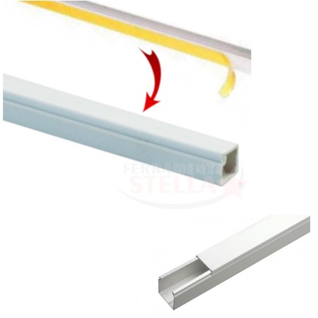 CANALINA BIANCA MINICANALE AUTOADESIVA ADESIVO 20X10 mm 2 MT. FILI ELETTRICI - pezzi 4