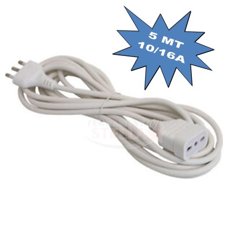 PROLUNGA ELETTRICA 5 METRI CORRENTE CAVO BIANCA SPINA 16/A PRESA 10/16A