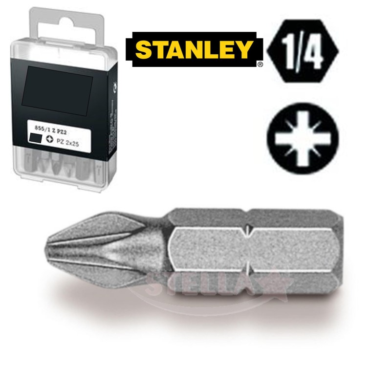 INSERTO BITS PUNTA TORX ATTACCO 1/4 DA MM 25 AVVITAMENTO - MISURA PZ2 - PEZZI 5 STANLEY