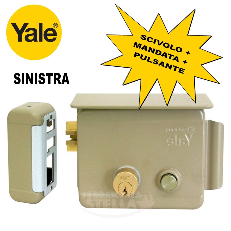 SERRATURA YALE ELETTRICA 68880 - ENTRATA 60 LATO SINISTRA -  SCIVOLO + MANDATA + PULSANTE - x PORTA IN FERRO - DA APPLICARE