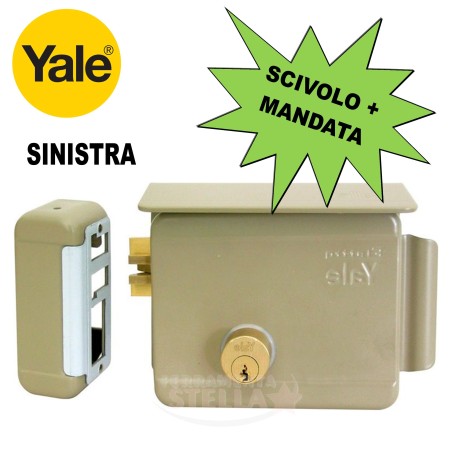 SERRATURA YALE ELETTRICA 68080 - ENTRATA 60 LATO SINISTRO -  SCIVOLO e MANDATA - x PORTA IN FERRO - DA APPLICARE