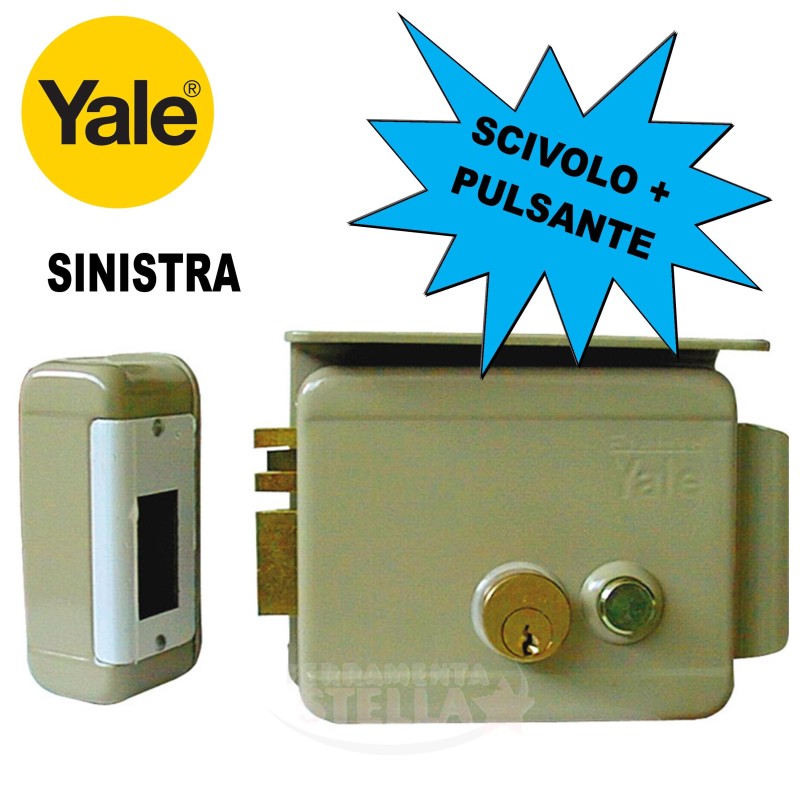 SERRATURA YALE ELETTRICA 688 - ENTRATA 50 LATO SINISTRO - PULSANTE E SCIVOLO - x PORTA IN FERRO PORTONCINO INGRESSO DA APPLICARE