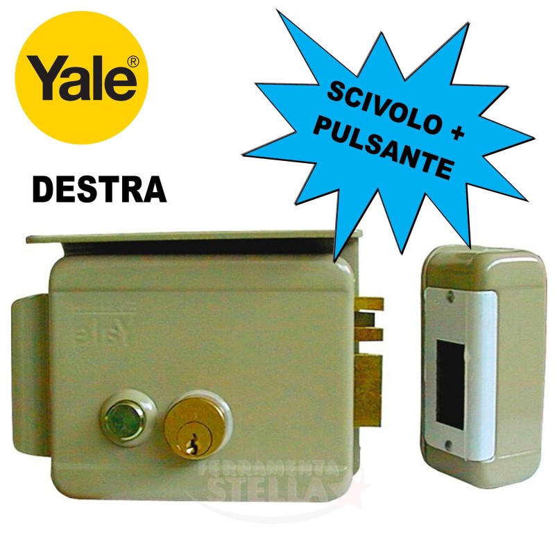 SERRATURA YALE ELETTRICA 688 - ENTRATA 50 LATO DESTRO - PULSANTE E SCIVOLO - x PORTA IN FERRO PORTONCINO INGRESSO DA APPLICARE