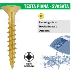 VITI VITE TRUCIOLARE PER LEGNO TESTA PIANA OTTONATA A CROCE TPS