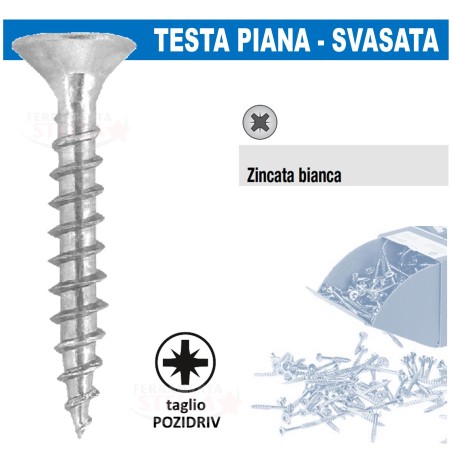 VITI VITE TRUCIOLARE PER LEGNO TESTA PIANA ZINCATA A CROCE TPS