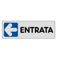 ETICHETTA CARTELLO TARGHETTA ADESIVA ADESIVO - ENTRATA FRECCIA SINISTRA - 15 X 5 CM 