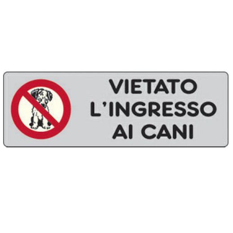 ETICHETTA CARTELLO ADESIVA VIETATO L'INGRESSO AI CANI 15 X 5 CM