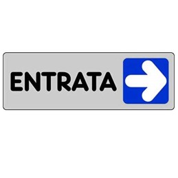 ETICHETTA CARTELLO TARGHETTA ADESIVA ENTRATA FRECCIA DESTRA 15 X 5 CM ADESIVO